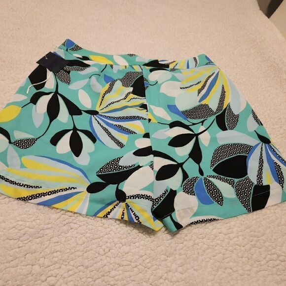 Kaari Blue Lined high  Waisted Mint Green Flowy Floral Shorts Size 6 Lined - Picture 3 of 4